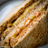 Almond, dulce de leche, and cheddar sandwich